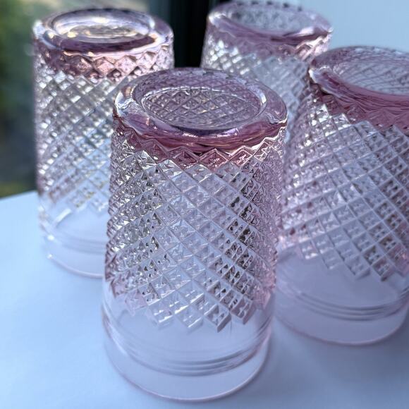 Mosser Addison 8oz Glass Juice Water Tumbler Rose Pink Set Of 4 - 4 1/2" - Picture 6 of 8
